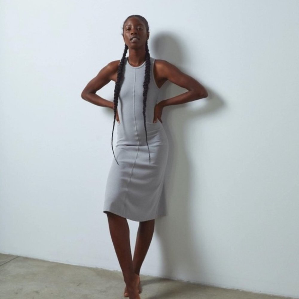 NEW Lunya restore fitted dress Ambient Grey MEDIUM